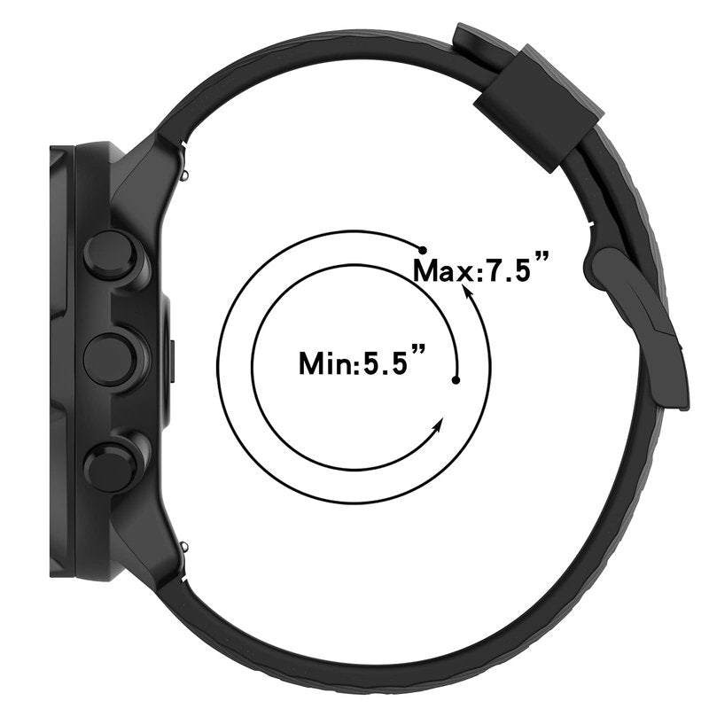 MOTONG for Suunto 7 Replacement Band - Silicone Replacement Wrist Band Strap For Suunto 7/9/9 Baro / D5(Silicone Black)