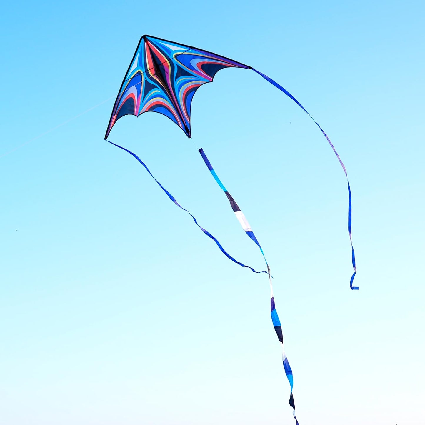 SGftre Blue Large Delta Kites Flying Toys Easy to Fly,Huge Kite for Kids and Adults,Comes with 328ft String Kites Handle,Beach Kite Family Outdoor Toy (Power Triancle-Blue)