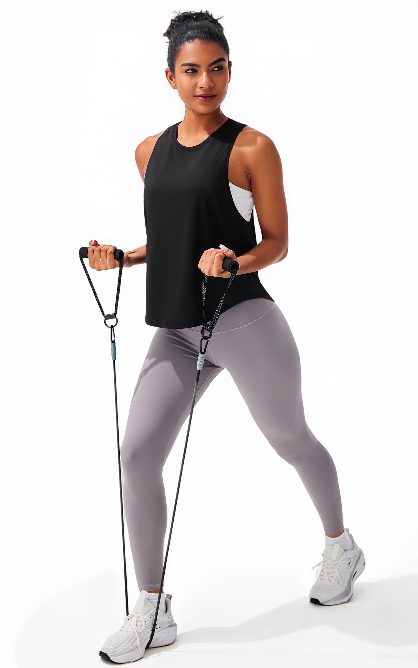 JOYSPELS Workout Tank Tops for Women,UPF 50+ Quick Dry Ice Silk Athletic Running Shirts, Loose Fit Sleeveless Gym Tops, Black