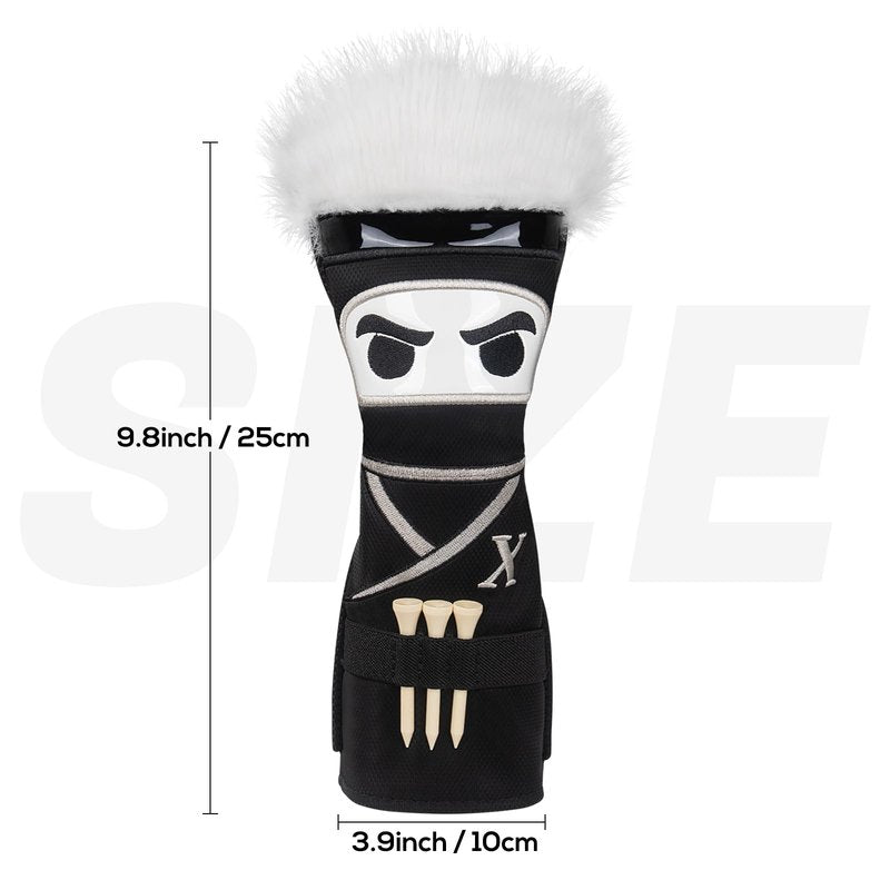 mytag Ninja Golf Club Covers for Woods and Driver, Golf Driver Cover 3 Wood Headcover Hybrid Headcover with Golf Tee Holder, Embossed Synthetic Leather (for Hybrid)