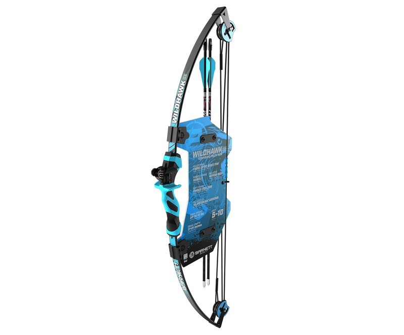 Barnett Wildhawk Compound Bow, Youth Bow Ages 5+, with 2 Arrows, Blue