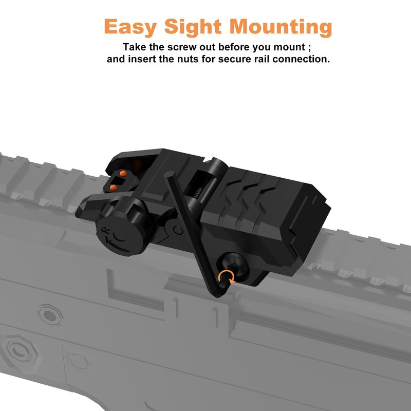 TFFUAM Foldable Fiber Optic Nylon Sights Flip Up Front and Back Sights Fiber Sights Set Back Up Sight Fit for Picatinny and Weaver 20mm Rails (Front Green+Back Red)