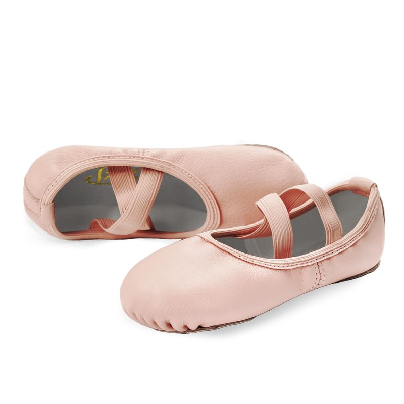 Stelle Ballet Shoes for Girls Dance Slippers Genuine Leather Ballerina Shoes for Toddler/Little Kid/Big Kid(10MT, Ballet Pink No-tie)