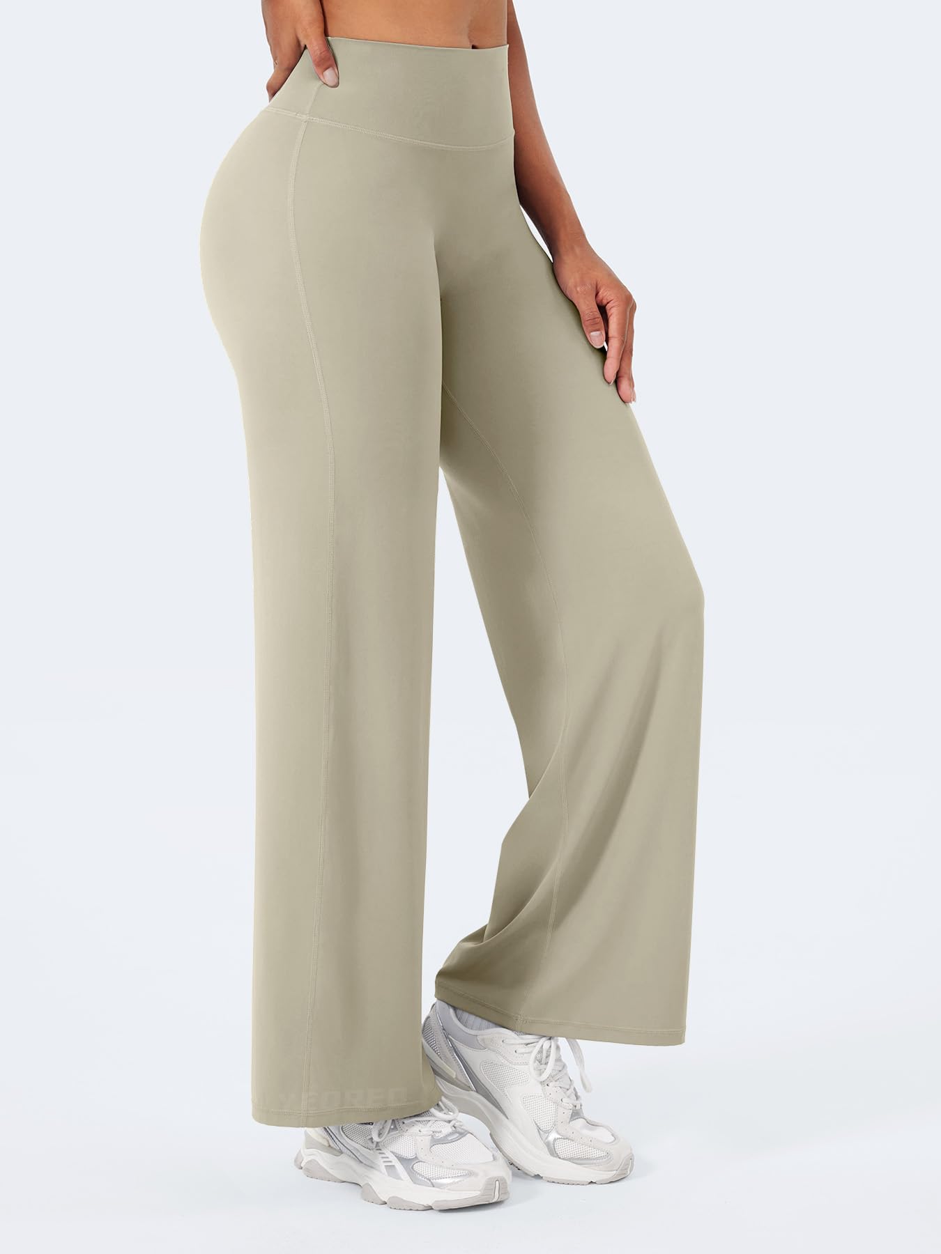 YEOREO Workout Leggings Womens No Front Seam Straight Leggings 29" High Waist Buttery Eddiy Gym Yoga Pants Light Sand XL