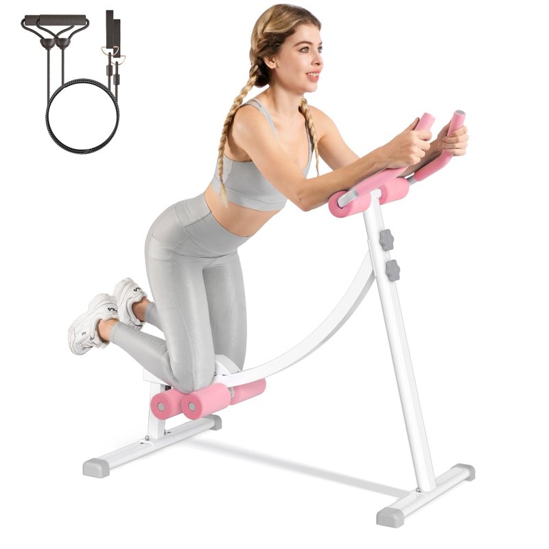 Ab Machine,Ab Workout Equipment,Ab Trainer Machine for Abs Workout at Home Gym, Knee Protection, Abdominal Trainer for Stomach Workout,Touch Displays(Pink)