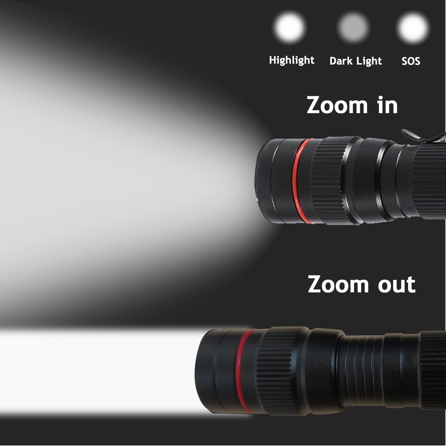 Wrrozz 2 Pack Small Mini LED Rechargeable Flashlight, Zoomable with Clip