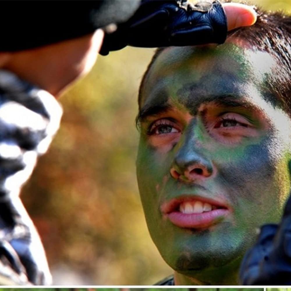 Go Ho 3 Colors Camo Face Paint Sticks,Waterproof Cream-blendable Sticks,Hunting Face Body Paint Professional Foundation SFX Makeup,Safe Face&Lip Smacking for Halloween(Green+Black+Brown)