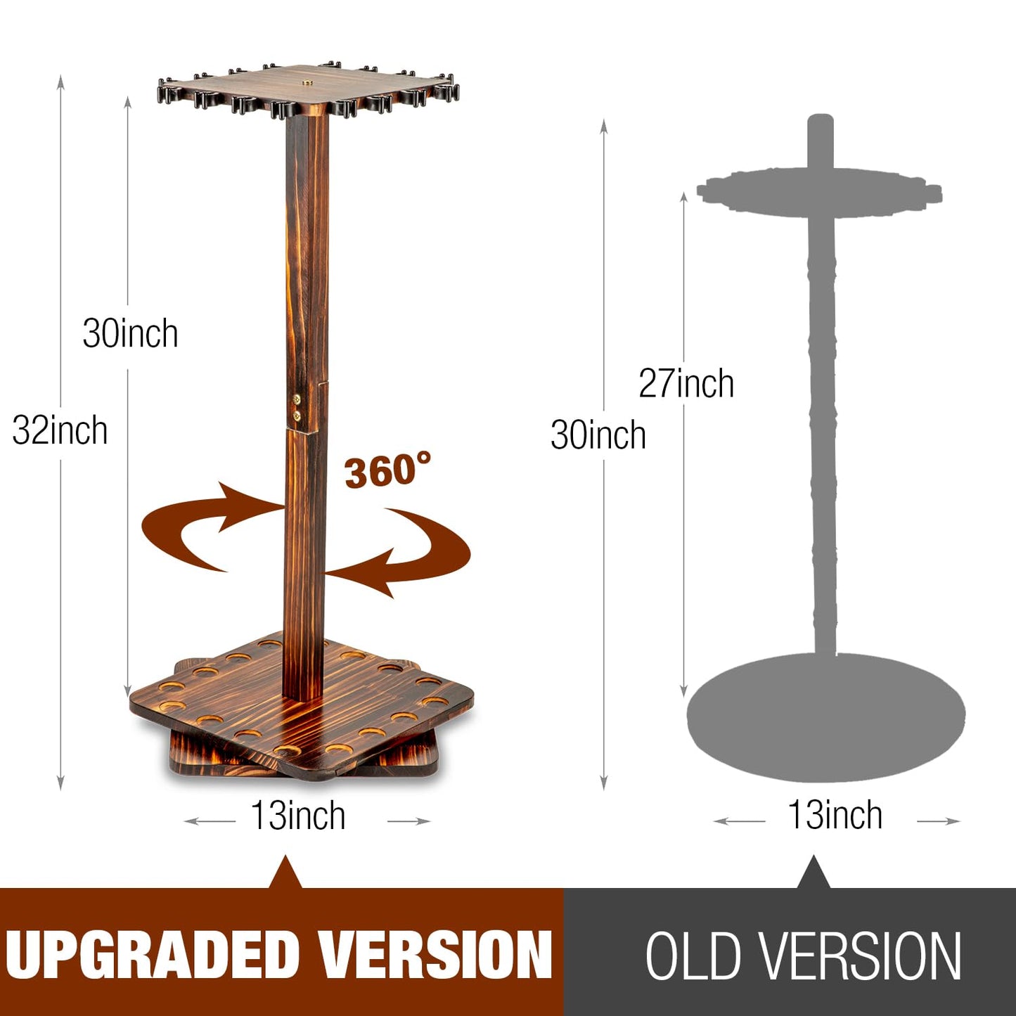 Ghosthorn Rotating Fishing Rod Holder for Garage,Wood Floor Stand Pole Rack