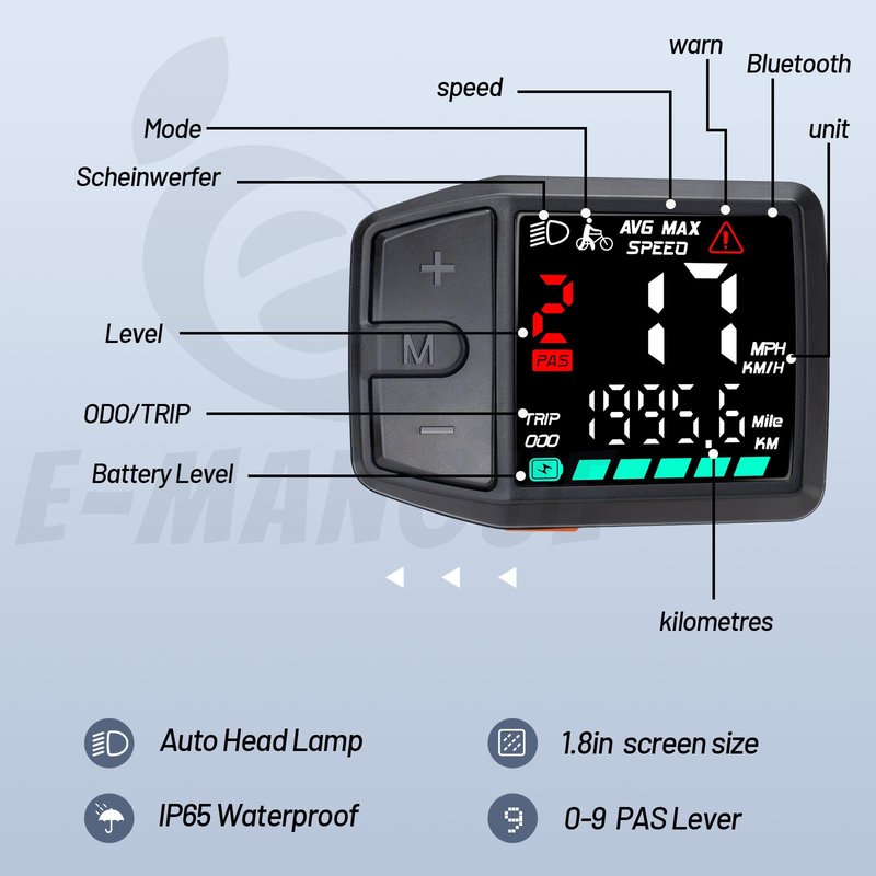 BAFANG 5 Pin Male Ebike Display for Bafang CAN Protocol Motors, Ebike Speedometer Bike Computer with 0-9 PAS, DZ41 (M620, M600, M560, M510, M420 mid Drive Motors), DC 24V-48V