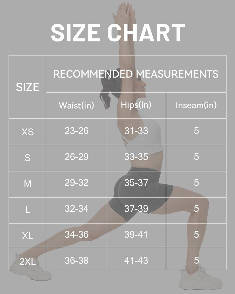Runhit Yoga Shorts with Pockets for Women - 5'' White High Waisted Biker Workout Gym Athletic Compression Spandex Tummy Control Shorts