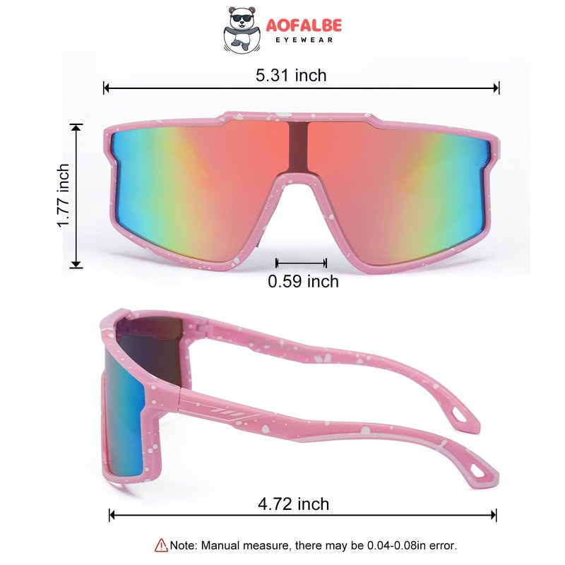 Aofalbe Kids Baseball Sunglasses, Youth Polarized Sports Sunglasses for Boys Girls, Cycling Softball Goggles UV400 Blocking (Pink Frame Pink Lens)