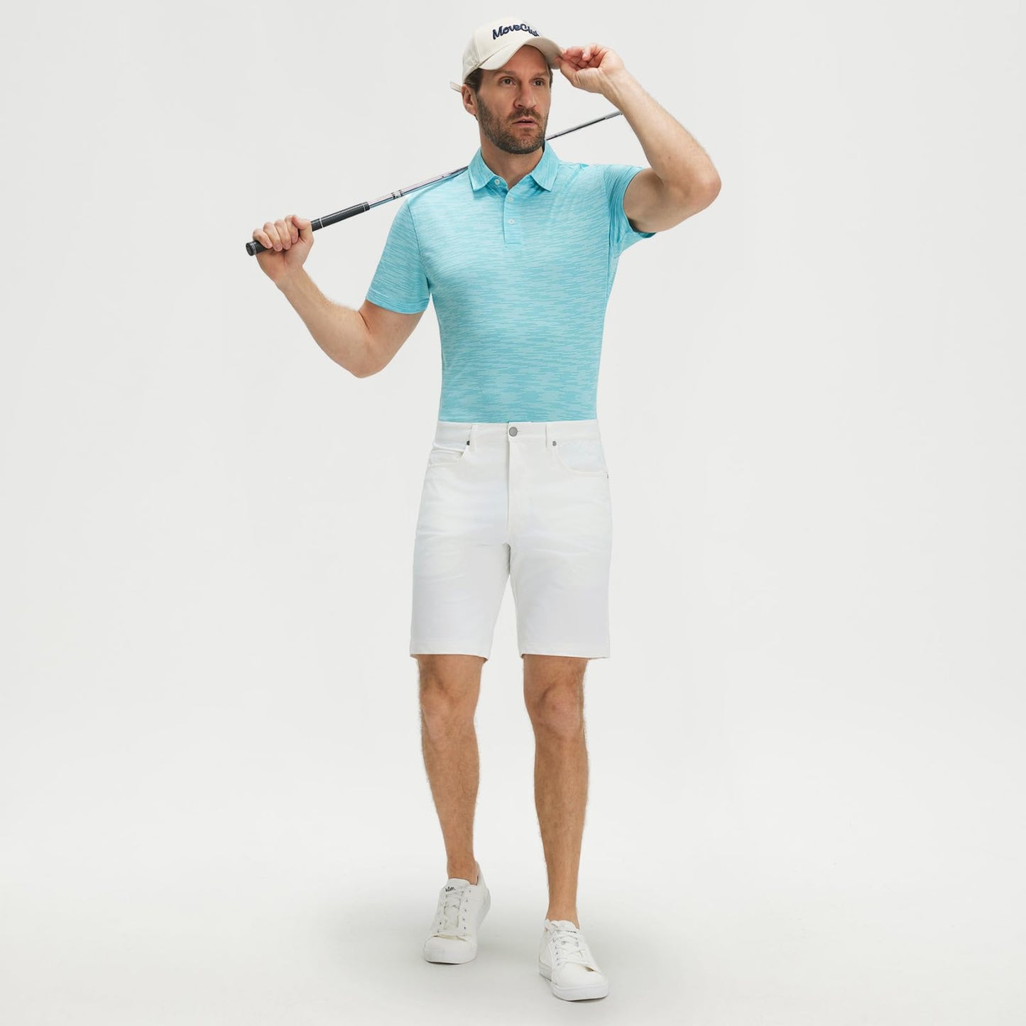 M MAELREG Mens Polo Shirt Comfortable Performance for Sports Casual UPF 30+ Sun Protection Mens Polo Shirts Short Sleeve Misty Blue