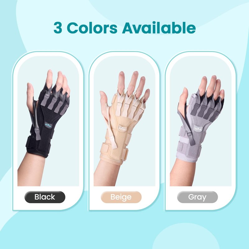 Radial Nerve Palsy Splint Brace for Wrist drop, 5 Fingers Extension, Stroke Patient Recovery, Finger Limp, Crutch Palsy, MCP Arthroplasty, for both Left and Right Hand - Black