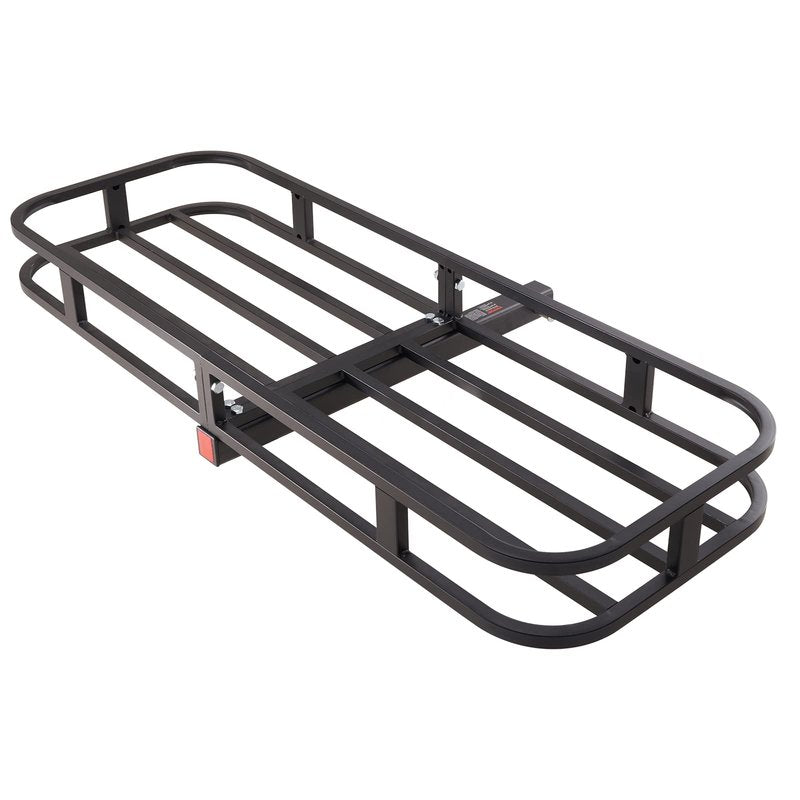 VEVOR 53 x 19 5 in Hitch Cargo Carrier, 500lb Capacity Trailer Mount Basket, Steel Luggage Carrier Rack Fits 2'' Receiver for SUV Truck Pickup with Net, Stabilizer, Straps, Black