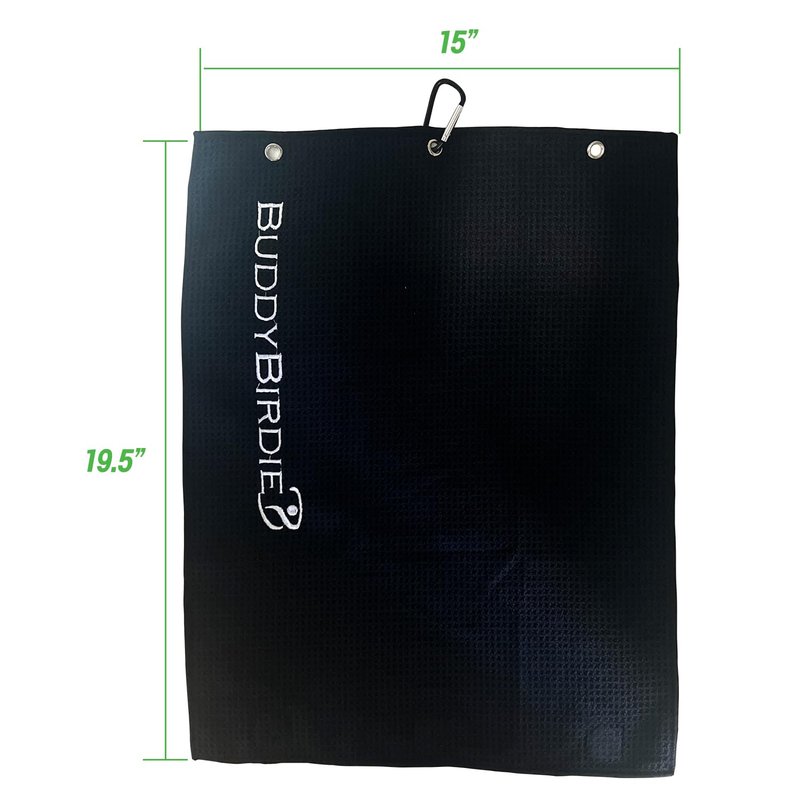 BUDDYBIRDIE Magnet-it Tri-Fold Magnetic Golf Towel | Microfiber Waffle Pattern | Strong Hold for Golf Bags | Perfect Golf Accessories & Gifts for Men | Gray (19.5x15 Black)