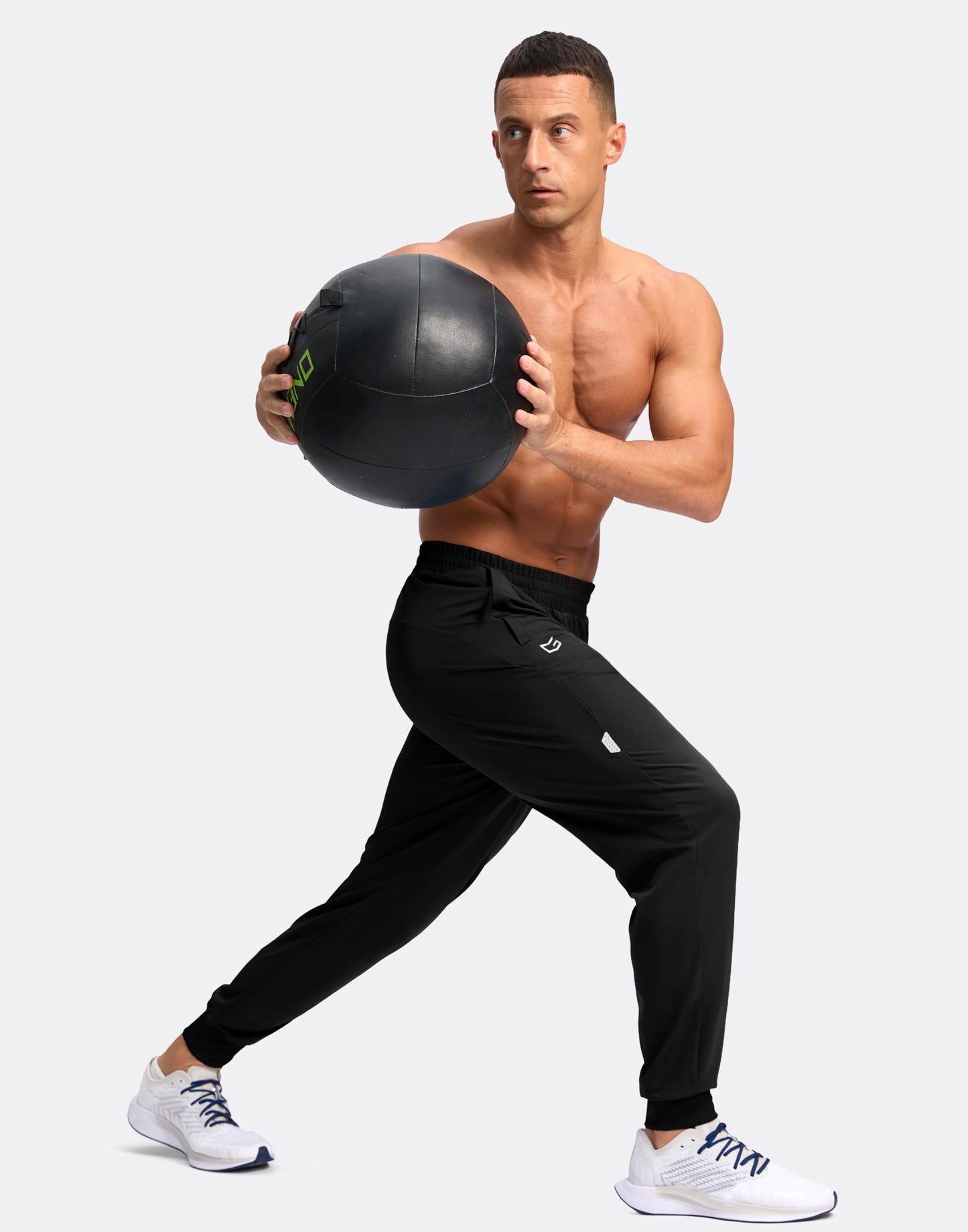 G Gradual Men's Joggers with Zipper Pockets Lightweight Athletic Workout Pants Quick Dry Sweatpants for Men Running Hiking(Black,L)