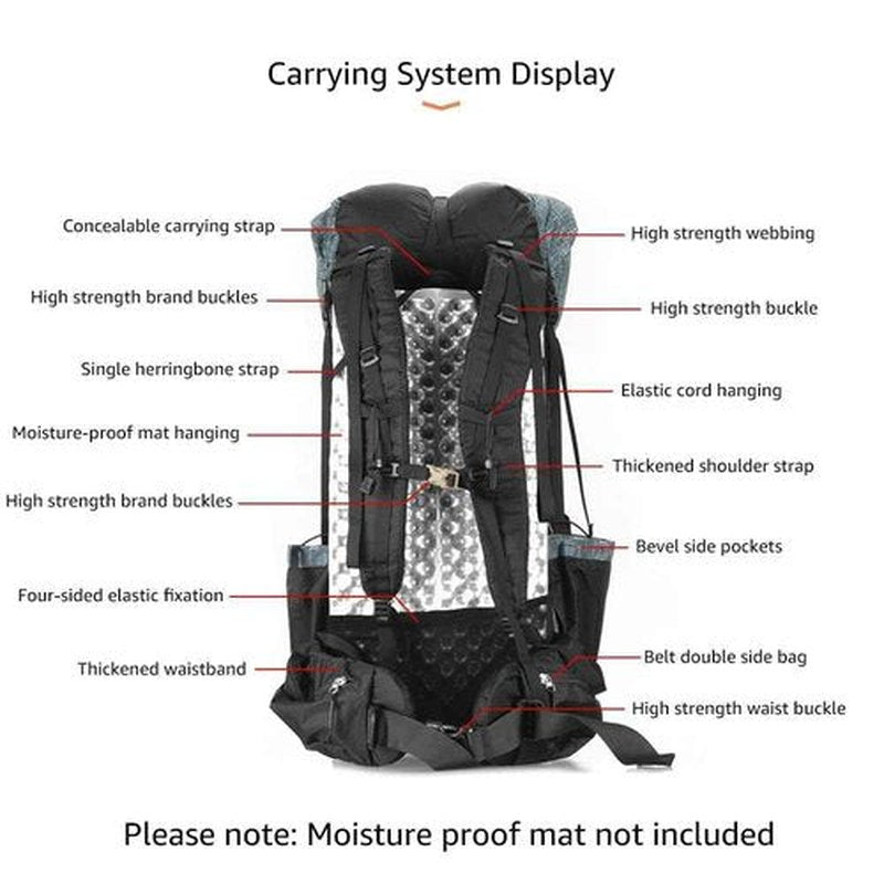 MOXIHIKE 3FULGEAR QiDian Hiking Backpack for Men Women 56L(40+16) Lightweight Outdoor Camping Bag Trekking Daypack (Grey)
