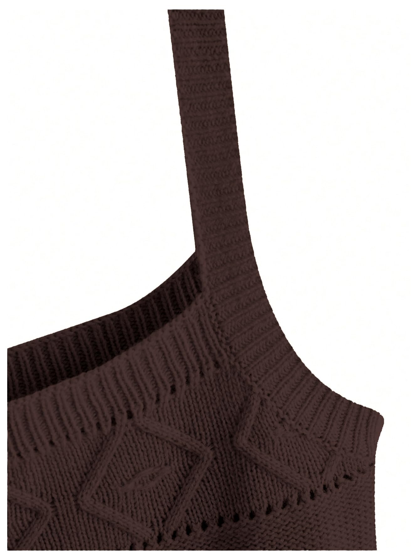 SweatyRocks Women's Sleeveless Solid Knit Straps Crop Tank Tops Brown Medium