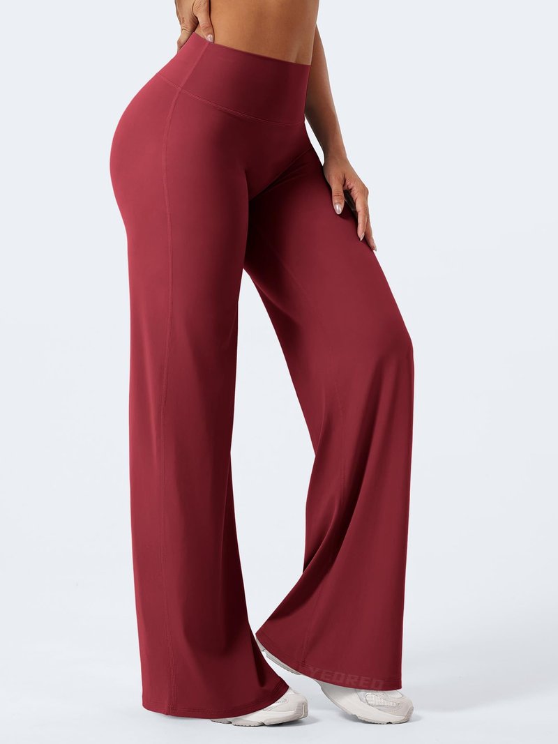 YEOREO Workout Leggings Womens No Front Seam Straight Leggings 33" High Waist Buttery Eddiy Gym Yoga Pants Ancora Red XL