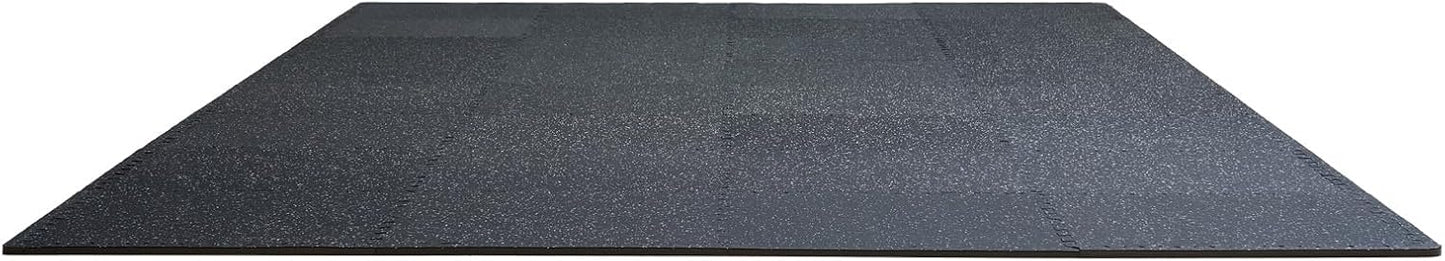 VEVOR Gym Flooring - 24 Sq. Ft. Interlocking Rubber Tiles | High-Density EVA Foam, Black & White, 25 x 25 In.