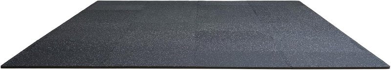 VEVOR Gym Flooring - 24 Sq. Ft. Interlocking Rubber Tiles | High-Density EVA Foam, Black & White, 25 x 25 In.