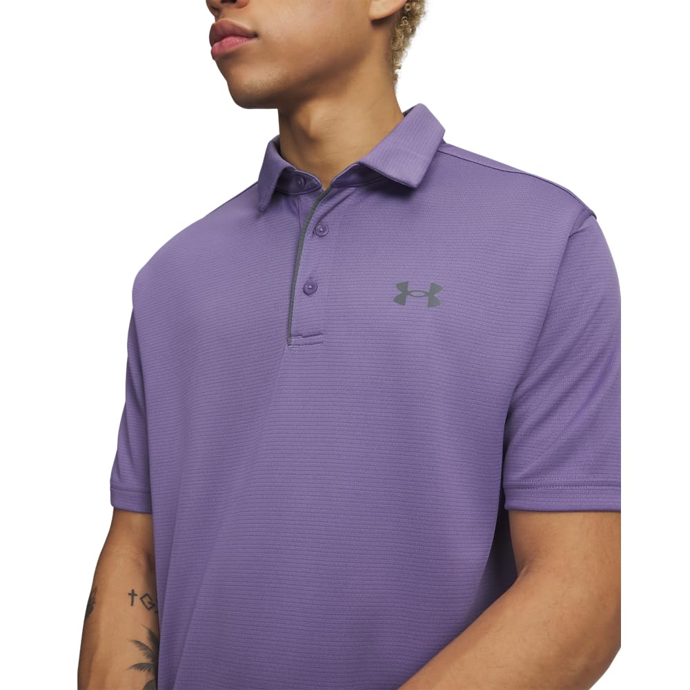 Under Armour Men's Tech Golf Polo, (521) Purple Luxe / / Pitch Gray, Small Tall
