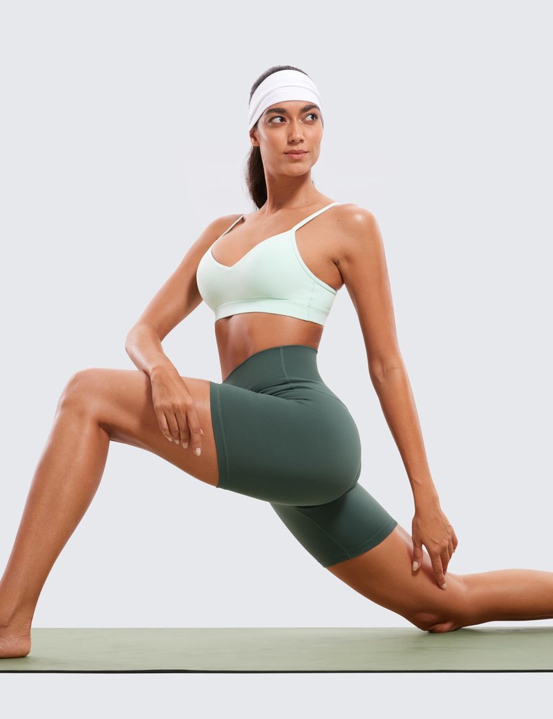 CRZ YOGA ButterLuxe Biker Shorts 6" - High Waisted Workout Running Volleyball Spandex Yoga Womens Dark Forest Green Small