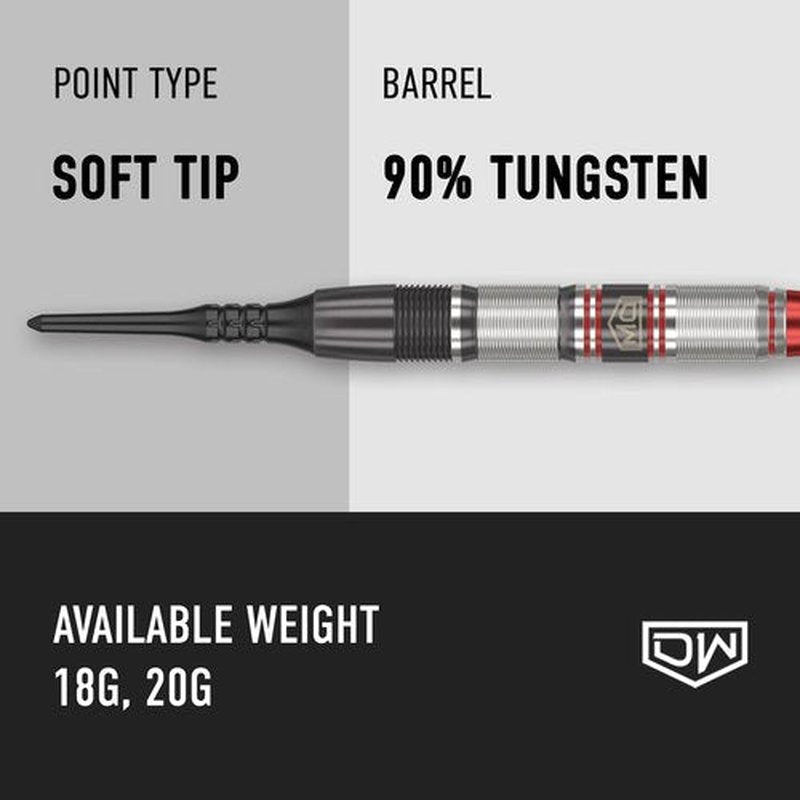 DW Piranha Razor 90% Tungsten Soft Tip Darts, Precision Balanced, Accurate and Durable - Perfect for Professional and Recreational Players (02, 20G)