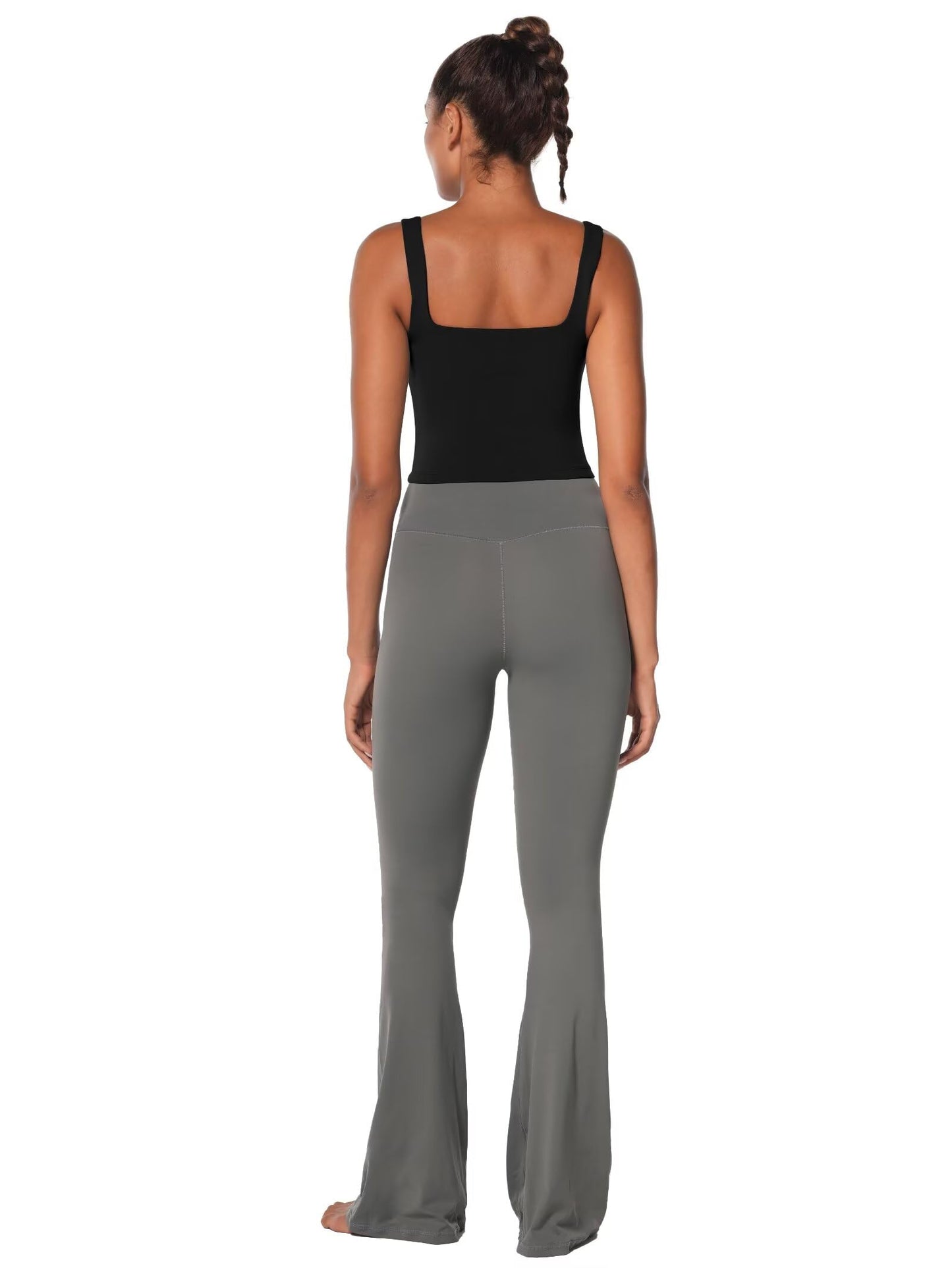 Sunzel Women's Double Lined Tank Top, Sleeveless Square Neck Crop Top, Yoga & Fitness Fitted Workout Casual Activewear Shirt Black Medium