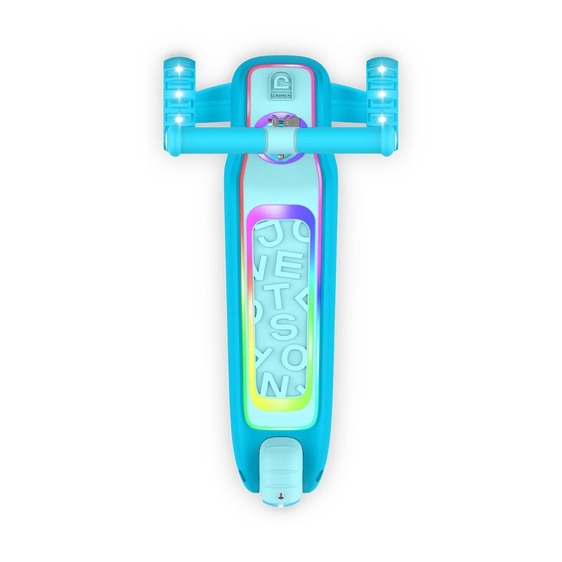 Jetson Halos Three-Wheel Light Up Kick Scooter, Light up Stem & Wheels, Height Adjustable Handlebar, Rear Brake, Ages 3+, JHALOS-BLU