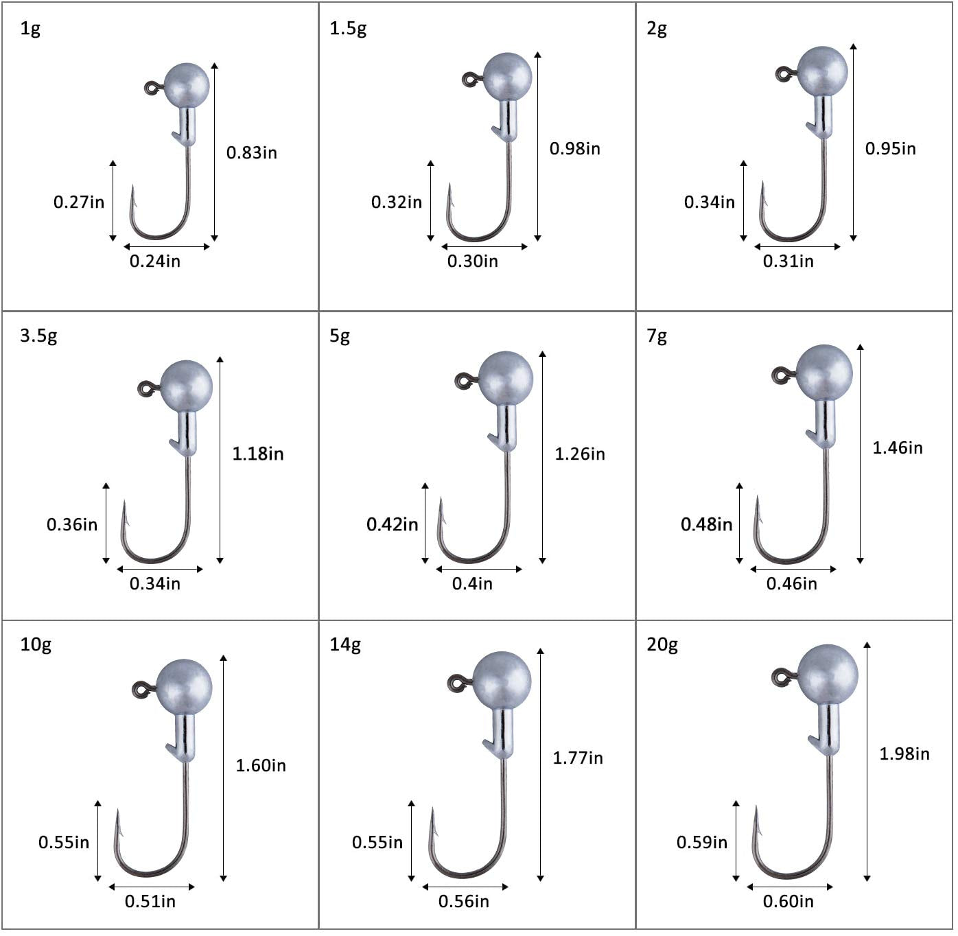 Goture Round Jig Head, Jig Head Hooks for Freshwater Saltwater Fishing, Swimbait Jig Heads with Fishing Box for Trout Bass Fishing, Crappie Jig Heads(3/16oz,50pcs)