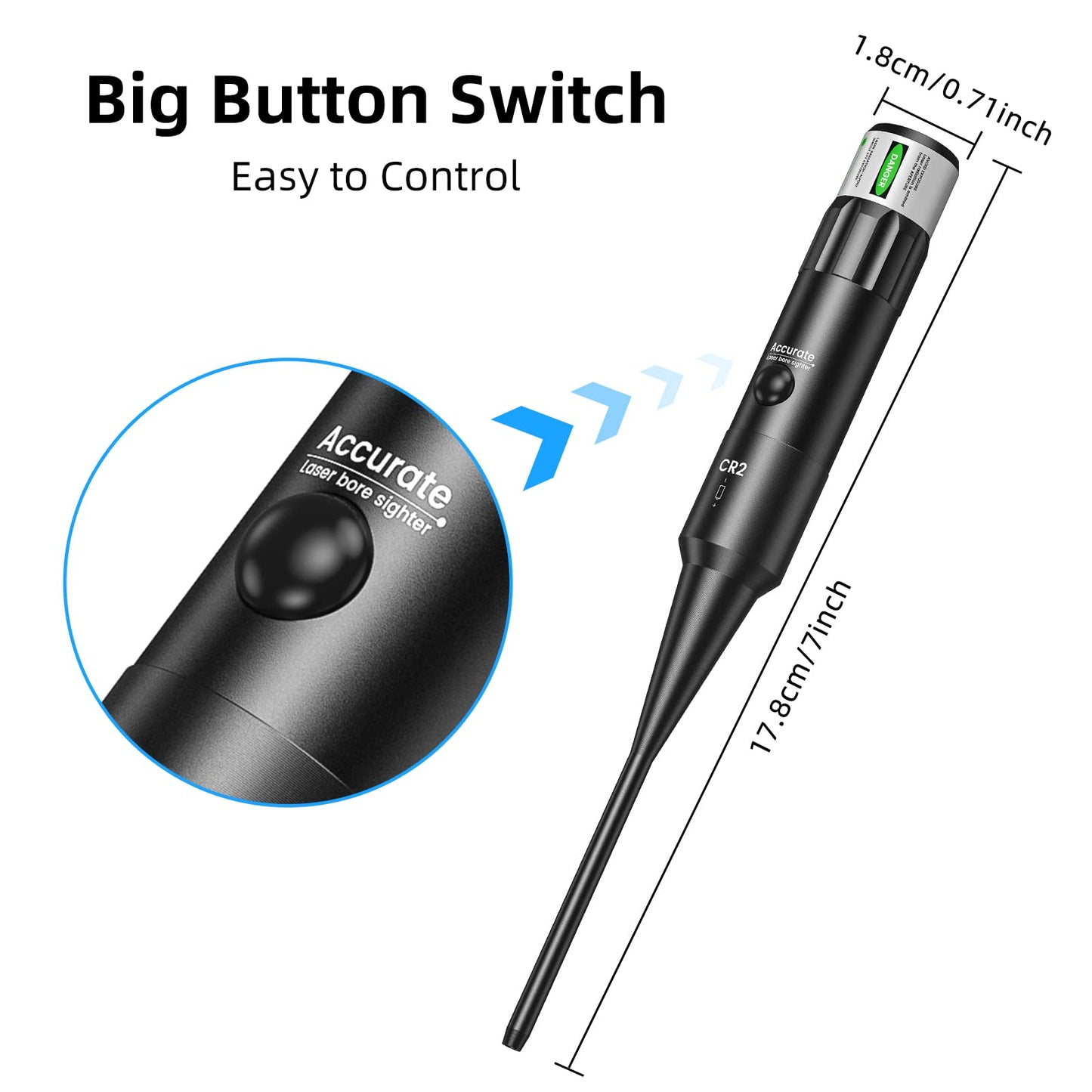 EZshoot Bore Sight Laser Kit Bright Green Laser BoreSighter with Big Button Switch for .17 to 12GA Caliber