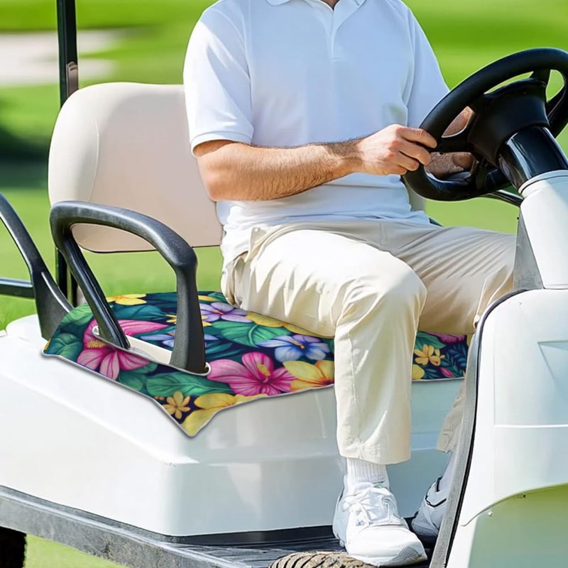 peacoblue Golf Cart Seat Covers Towel Tropical Flowers 100% Microfiber 51"x31" Golf Cart Seat Blanket Cushions Golf Accessories Universal Fit for Club Car EZGO Yamaha Precedent 2-Seat Golf Carts