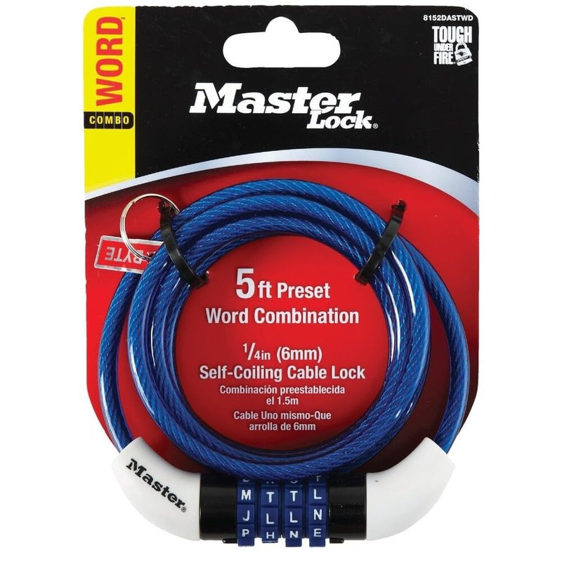 Master Lock Word Cable Bike Lock 5 Ft. (6 Mm) X 1/4 in. Asstd Colors