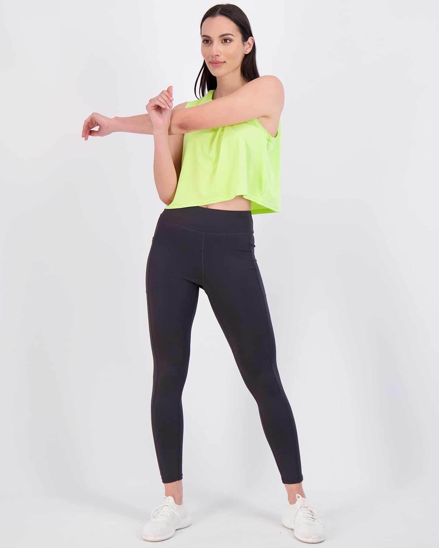 Real Essentials 5 Pack: Women's Dry Fit Crop Summer Tank Top - Gym Yoga Workout Sports Tee (Available in Plus Size) Set 5, S