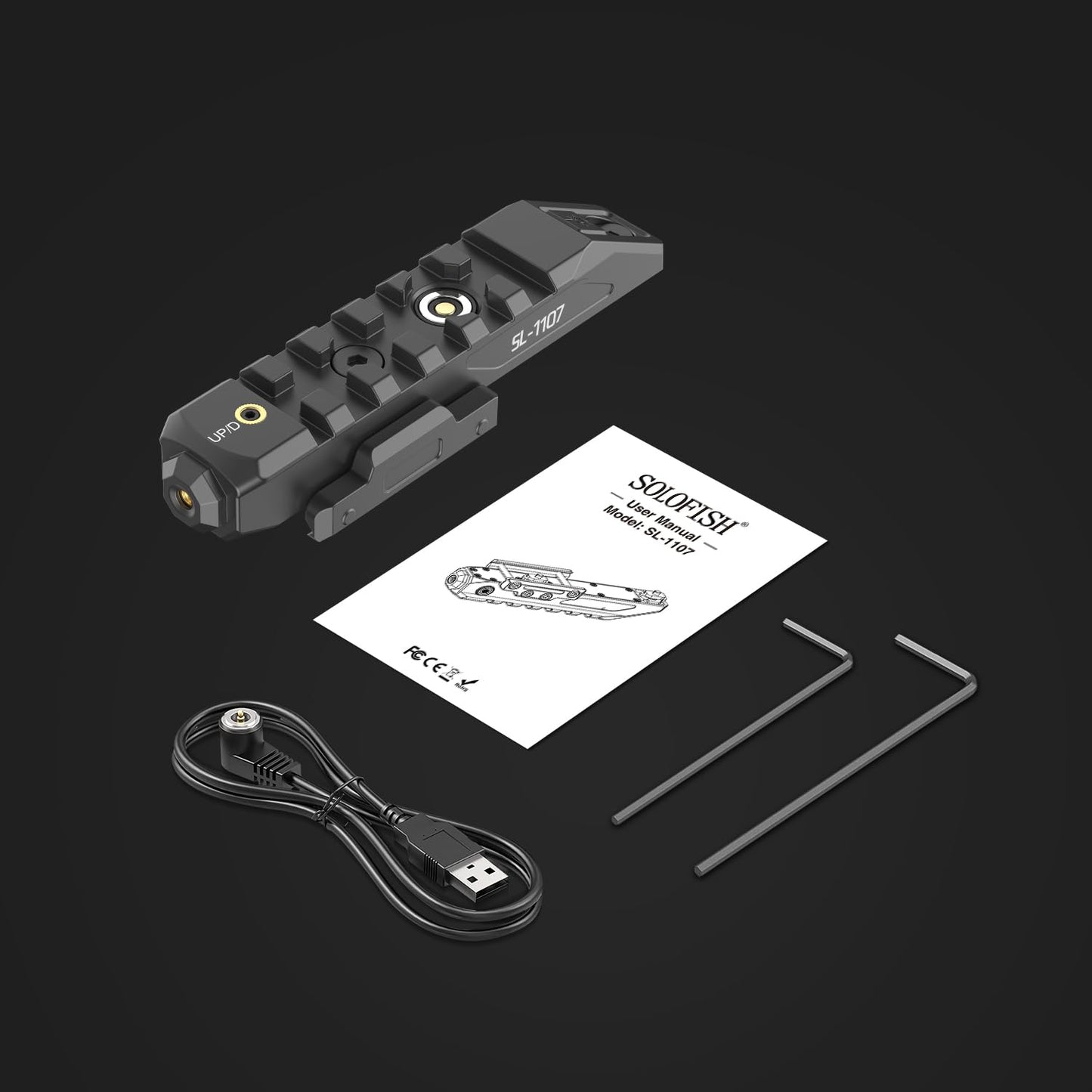 Solofish SL-1107 Picatinny Blue Laser Sight, Magnetic Rechargeable, Momentary, Strobe, Steady Modes, Durable Aluminum Design, Picatinny Riser Function, Easy Zero Adjustment