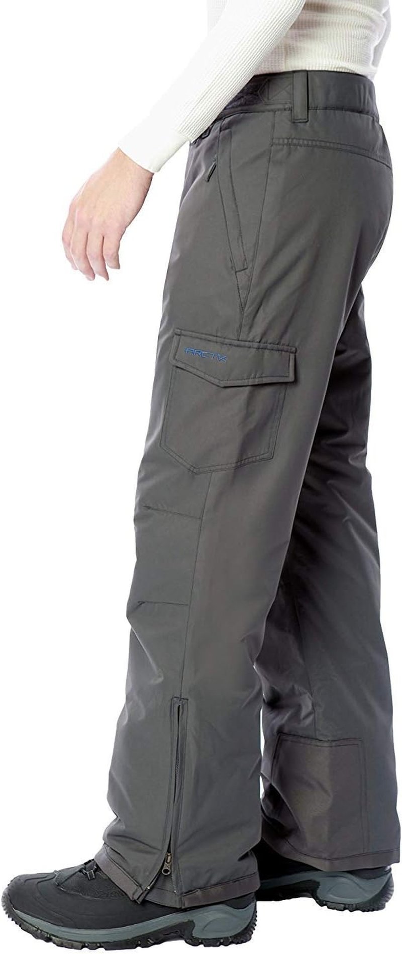 Mens Snowsports Cargo Pants - Waterproof, Insulated, Adjustable Waist | Black, Size M-XXL