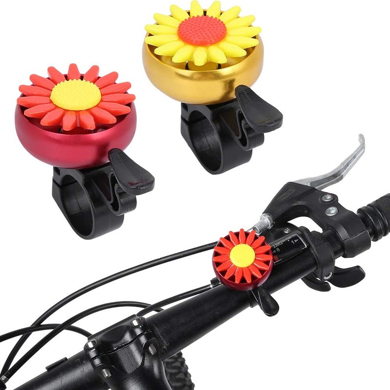 Bell Aluminum Bike Bell, Yellow Flower Design, Anti-Rust Horn Ring for Kids and Adults, Universal Handlebar Mount