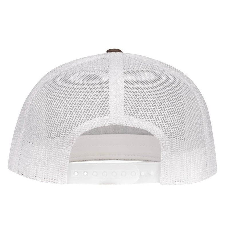 Lazy J Ranch Brown & White Conquest Classic Five Panel Trucker Hat - Adjustable Unisex Country Hats, Vintage Trucker Hat