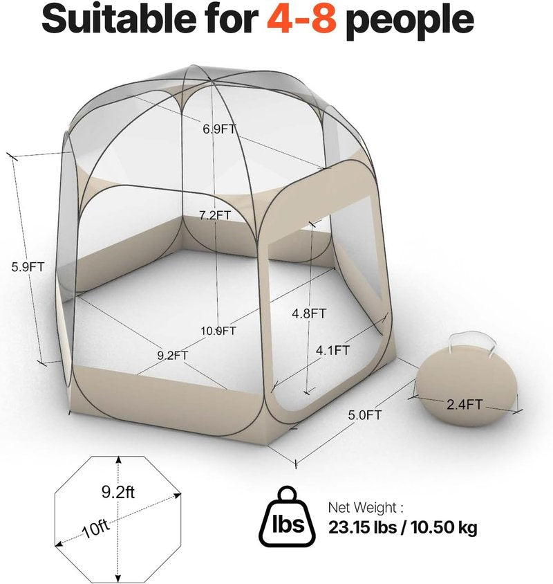 Pop Up Sports Tent - Clear Bubble Tent for 1-6 People | Waterproof Outdoor Igloo Dome with Floor Mat