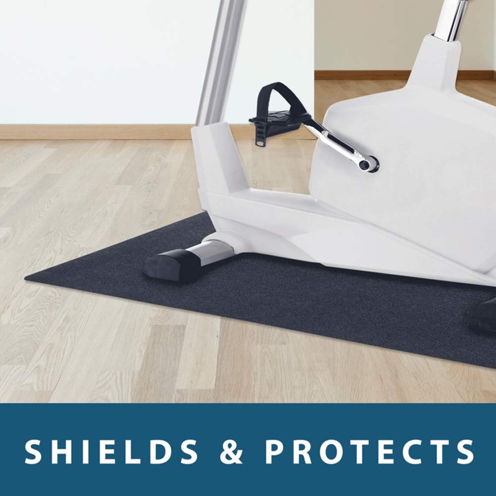 MotionTex Exercise Equipment Mat for Under Stationary Bike, Spin Bike, Exercise Bike, Treadmill, Fitness Equipment, Home Gym Floor Protection, 24" x 48", Black