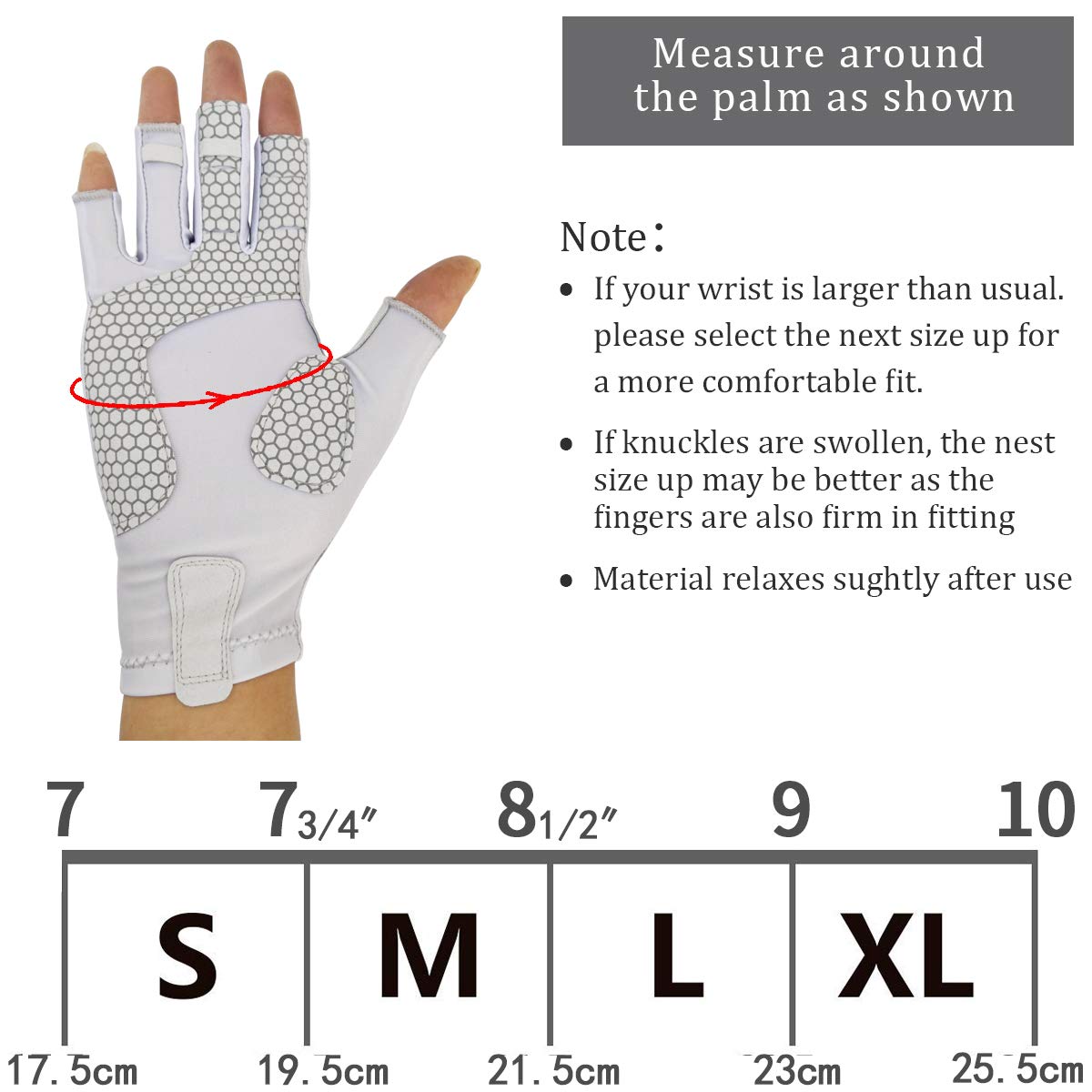 Drasry UV Protection Fishing Fingerless Gloves Men Women UPF 50+ SPF for Fishing Kayak Paddling Hiking Sailing Rowing Sun Gloves Gray L