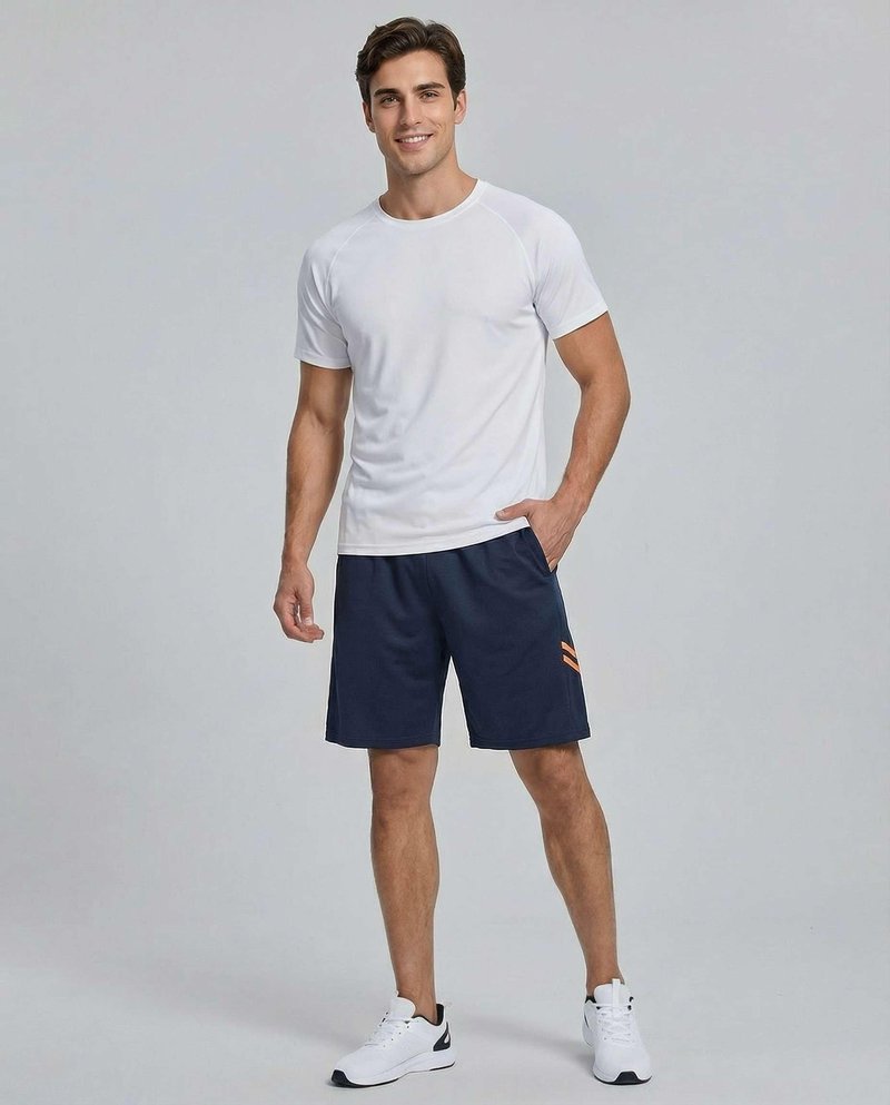 Real Essentials Men’s 5 Pack: 9" Dry-Fit Shorts – Athletic Gym, Workout, Basketball, Running, Casual Lounge Active Pockets, Set 6, L