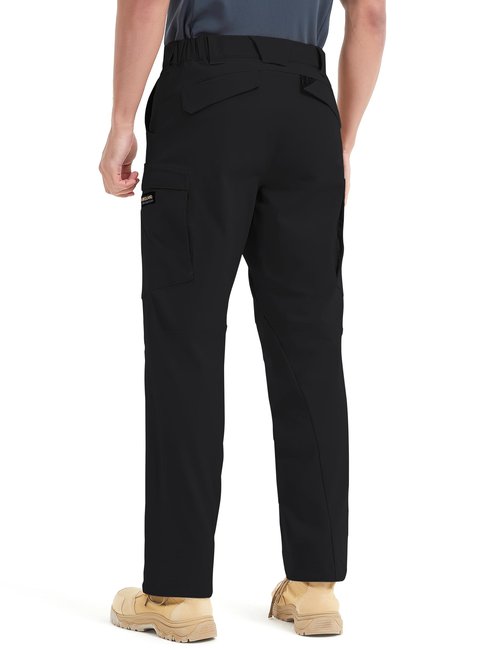 HARD LAND Men's Hiking Pants Lightweight 32" Cargo Tactical Pants for Men Stretch Water Resistant with Cargo Pockets Military Black 28