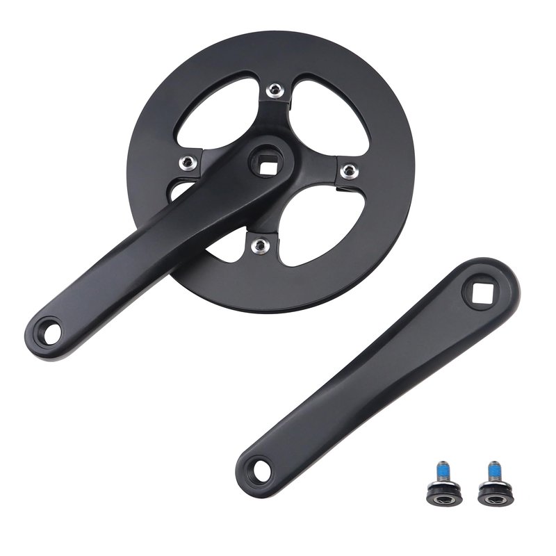 WEEROCK E Bike/Bike Crankset 1 Piece/Single 42T Chainring Crankset with Aluminium Alloy Double Chain Cover 170mm Arm for Single Speed and 6/7/8 Speeds Electric Bike,Bicycles, Folding Bicycle