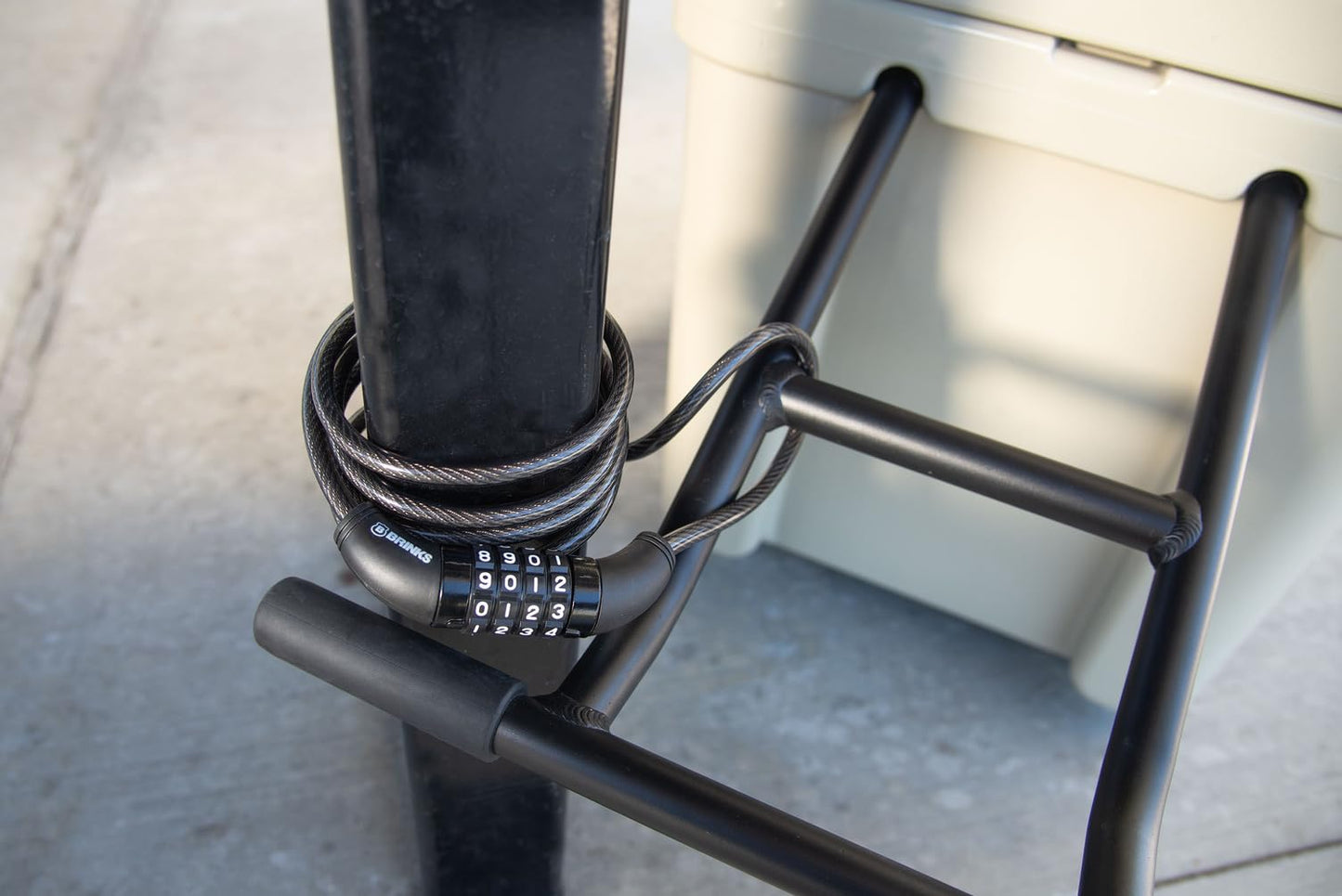 BRINKS 6 ft Outdoor Bike Lock Cable, Anti Theft Self-Coiling Design, Resettable 4-Dial Combination, 5/16" Weather-Resistant Vinyl Coating for Bikes