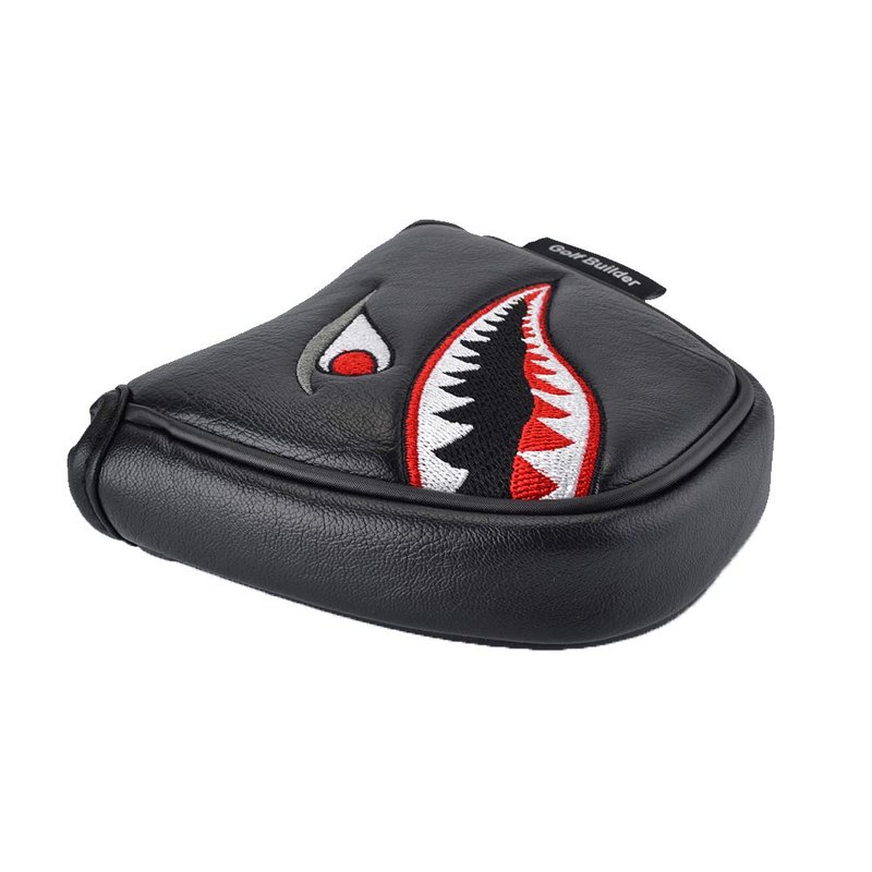 PLUSKER Shark Mallet Putter Head Cover, Magnetic Synthetic Leather Golf Club Protector for Course