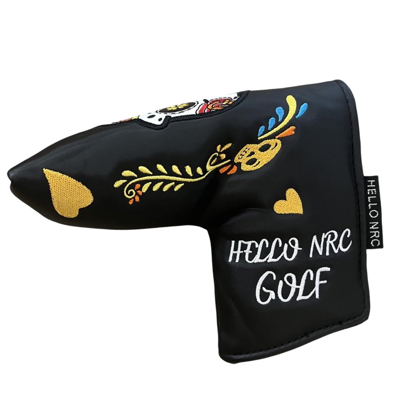 Funny Blade Putter Cover,Premium PU Leather Golf Putter Head Cover with Magnetic Closure and Skull Design, Golf Blade Putter Headcover Protects Your Club(Black)