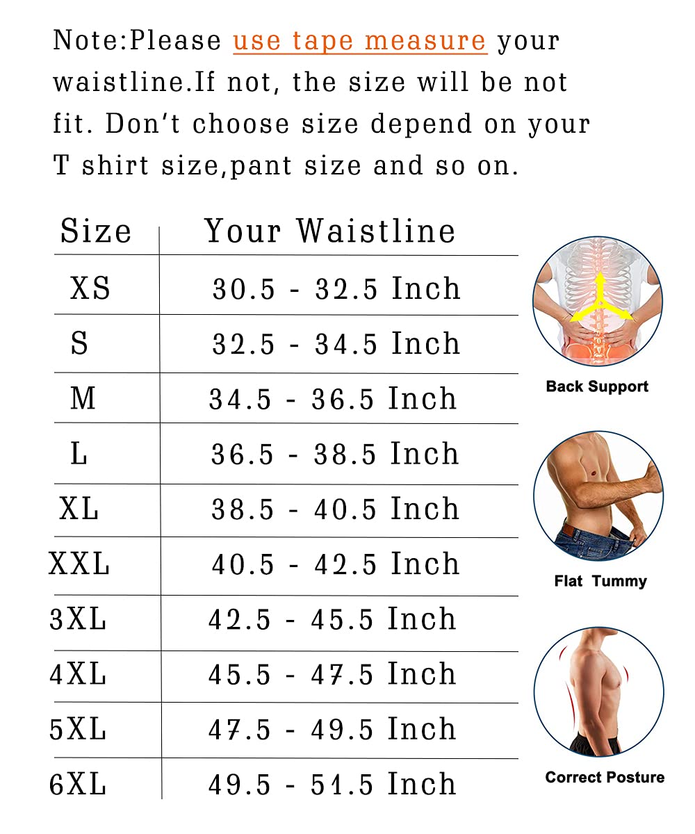 GainKee Latex Men Waist Trainer Corsets with Steel Bone Sweat Sauna Suit for Fitness (5X-Large)
