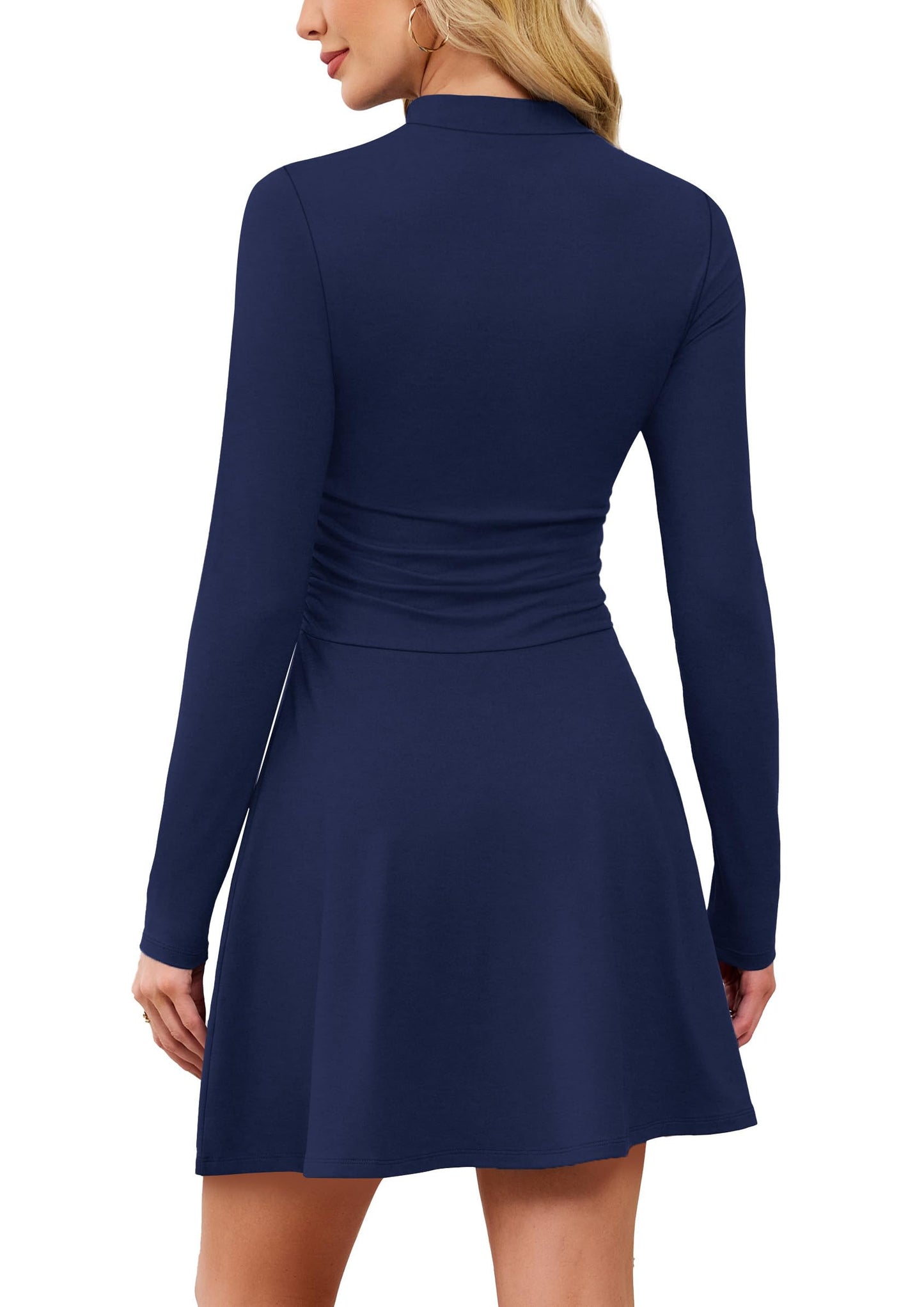 OFEEFAN Long Sleeve Cocktail Dress Fall Winter Homecoming Royal Blue Dresses for Women 2025 Date Outfits L
